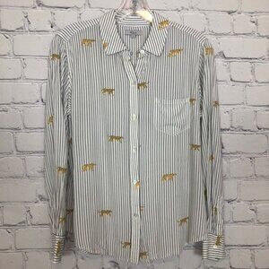 Rails Kathryn Buttondown Shirt Size S Striped Wild Cats White